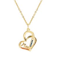 Heart Letter Mom Pendant Copper 18k Gold-plated Inlaid Zircon Necklace main image 6