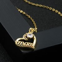Simple Heart-shaped Mom Crown Pendant Copper 18k Gold-plated Inlaid Zircon Necklace main image 5