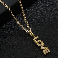 Simple Letter Love Pendant Copper 18k Gold-plated Inlaid Zircon Necklace Mother's Day Gift main image 3