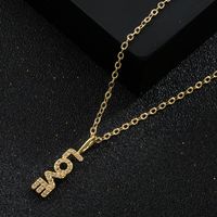 Simple Letter Love Pendant Copper 18k Gold-plated Inlaid Zircon Necklace Mother's Day Gift main image 4