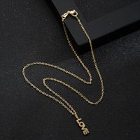 Simple Letter Love Pendant Copper 18k Gold-plated Inlaid Zircon Necklace Mother's Day Gift main image 5