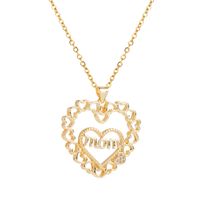 Fashion Letter Mom Heart-shaped Copper 18k Gold-plated Inlaid Zircon Necklace main image 6