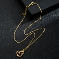 Heart Pendant Letter Mom Copper 18k Gold-plated Inlaid Zircon Necklace main image 4