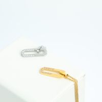 New Stainless Steel Paper Clip Pendant U-shaped Inlaid Zircon 18k Gold Plated Necklace main image 4
