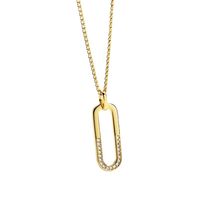New Stainless Steel Paper Clip Pendant U-shaped Inlaid Zircon 18k Gold Plated Necklace main image 6