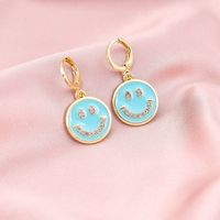 Fashion Creative New Multi-color Dripping Smiley Face Alloy Earrings main image 3