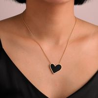 Simple Black Heart Titanium Steel Gold-plated Snake Bone Chain Necklace main image 1