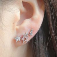 Simple Fashion Zircon Star Ear Clip Geometric Diamond Metal Earrings Wholesale main image 3