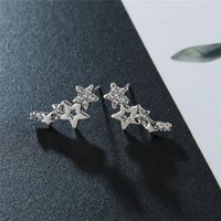 Simple Fashion Zircon Star Ear Clip Geometric Diamond Metal Earrings Wholesale main image 5