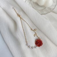 Retro Rose Flower Pearl Beaded Bracelet main image 4