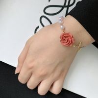 Retro Rose Flower Pearl Beaded Bracelet main image 5