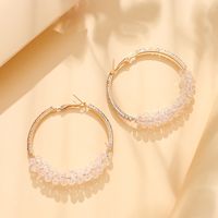 Fashion Rhinestone Circle Transparent Resin Beaded Geometric Metal Earrings main image 4