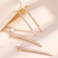 2022 New Literary Retro Crystal Pearl Women&#39;s One-word Clip 4-piece Set main image 3