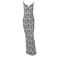 V-neck Backless Suspender Slim Zebra Printing Dress main image 6