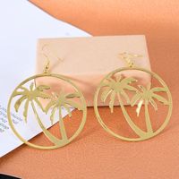 Personality Exaggerated Big Circle Coconut Tree Earrings Leaves Hollow Street Shooting Earrings main image 1
