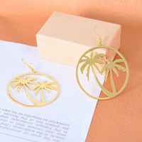 Personality Exaggerated Big Circle Coconut Tree Earrings Leaves Hollow Street Shooting Earrings main image 3
