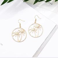 Personality Exaggerated Big Circle Coconut Tree Earrings Leaves Hollow Street Shooting Earrings main image 6