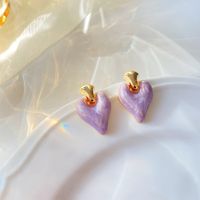 Purple Sweet 2022 New Trendy Female Love Earrings French Girl Heart Earrings Niche High-end Earrings main image 3