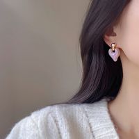 Purple Sweet 2022 New Trendy Female Love Earrings French Girl Heart Earrings Niche High-end Earrings main image 6