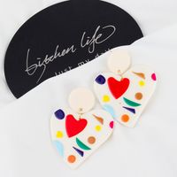 New Japanese And Korean Ins Style Personality Simple Temperament Heart-shaped Colorful Fashion Earrings Women&#39;s European And American Cross-border Earrings main image 4
