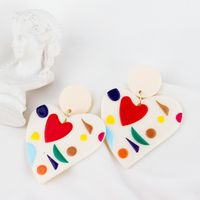 New Japanese And Korean Ins Style Personality Simple Temperament Heart-shaped Colorful Fashion Earrings Women&#39;s European And American Cross-border Earrings main image 5
