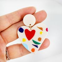 New Japanese And Korean Ins Style Personality Simple Temperament Heart-shaped Colorful Fashion Earrings Women&#39;s European And American Cross-border Earrings main image 6