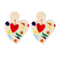 New Japanese And Korean Ins Style Personality Simple Temperament Heart-shaped Colorful Fashion Earrings Women&#39;s European And American Cross-border Earrings main image 7