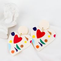 Nuevo Estilo Japonés Y Coreano Ins Personalidad Temperamento Simple En Forma De Corazón Coloridos Pendientes De Moda Pendientes Transfronterizos Europeos Y Americanos Para Mujeres sku image 1