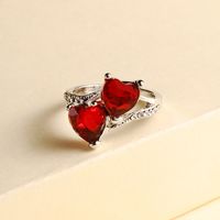 Fashion Jewelry Rhinestone Peach Heart Love Ring main image 1