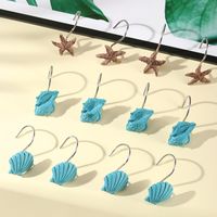 12pcs Creative Door Clothes Storage Clothes Hook Fashion Marine Life Modeling Hook Curtain Shower Curtain Metal Hook main image 2
