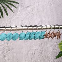 12pcs Creative Door Clothes Storage Clothes Hook Fashion Marine Life Modeling Hook Curtain Shower Curtain Metal Hook main image 3