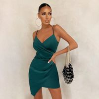 European And American Ins Style 2021 New Women&#39;s Clothing Solid Color Short Package Hip Skirt Fashion Small Fragrance Style Suspender Dress sku image 3