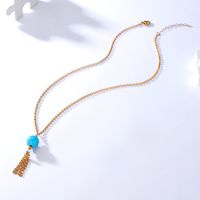 European And American New Fashion Temperament Wild Simple Atmosphere Clavicle Chain Accessories Blue-green Tiger Eye Stone Pendant Tassel Necklace main image 3