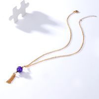 European And American New Fashion Temperament Wild Simple Atmosphere Clavicle Chain Accessories Purple Blue Tiger Eye Stone Pendant Tassel Necklace main image 3
