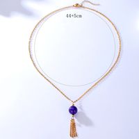European And American New Fashion Temperament Wild Simple Atmosphere Clavicle Chain Accessories Purple Blue Tiger Eye Stone Pendant Tassel Necklace main image 5