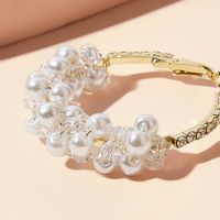Cross-border Fashion Ol Jewelry Pearl Beaded Ring Earrings Rice Bead Alloy Geometric Earrings main image 3
