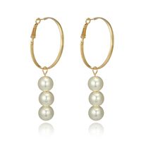 Cross-border Fashion Ol Jewelry Pearl Beaded Ring Earrings Rice Bead Alloy Geometric Earrings sku image 1