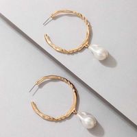Cross-border Fashion Ol Jewelry Pearl Beaded Ring Earrings Rice Bead Alloy Geometric Earrings sku image 6
