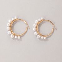 Cross-border Fashion Ol Jewelry Pearl Beaded Ring Earrings Rice Bead Alloy Geometric Earrings sku image 4