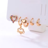 European And American Trend Fashion Fresh Personality Creative Copper Inlaid Zircon Exquisite And Small Four-piece Combination Set Love Earrings main image 3