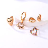 European And American Trend Fashion Fresh Personality Creative Copper Inlaid Zircon Exquisite And Small Four-piece Combination Set Love Earrings main image 4