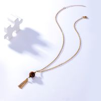 Européen Et Américain Nouvelle Mode Tempérament Sauvage Atmosphère Simple Clavicule Chaîne Accessoires Brun Oeil De Tigre Pierre Pendentif Gland Collier main image 4