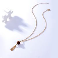 European And American New Fashion Temperament Wild Simple Atmosphere Clavicle Chain Accessories Brown Tiger Eye Stone Pendant Tassel Necklace main image 3