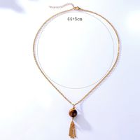 European And American New Fashion Temperament Wild Simple Atmosphere Clavicle Chain Accessories Brown Tiger Eye Stone Pendant Tassel Necklace main image 5