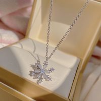 Turnable Snowflake Necklace Female  New Trendy Light Luxury Temperament Rotating Niche High-end Sense Titanium Steel Clavicle Chain main image 1
