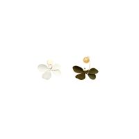 Retro Asymmetric Contrasting Color Flower Earrings  Trendy Style Earrings Niche High-end Light Luxury Earrings main image 7
