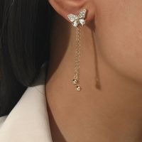 Pendientes De Mariposa Con Borla De Cristal De Diamantes De Imitación Simples sku image 1