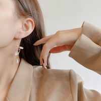 Small Fresh Pearl Flower Ear Hook Korean Temperament Simple Fashion Earring Female Long Tassel Cold Wind Ear Jewelry main image 3