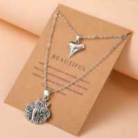 Retro Creative Shark Tooth Shell Multi-layer Alloy Ecklace Female main image 1