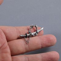 Fashion Geometric Cross Sword Chain Men's Titanium Steel Earrings main image 3